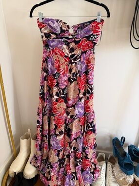 Petal & Pup Floral Strapless Maxi Dress in Purple, Pink & Black